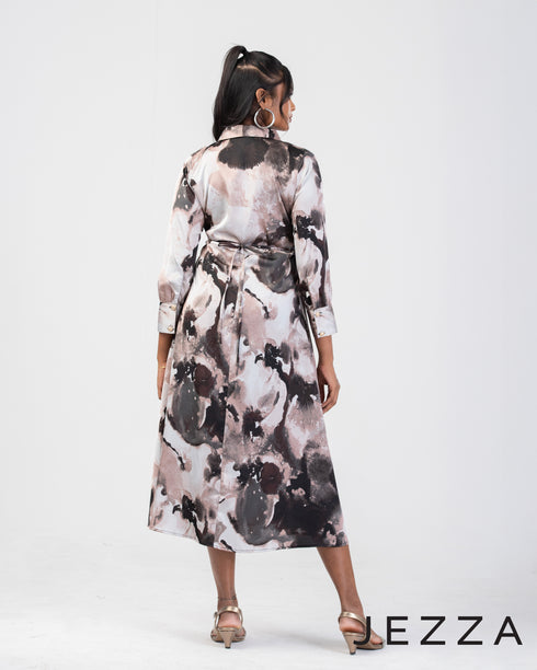 Printed Midi Top with Shawl Collar 64721